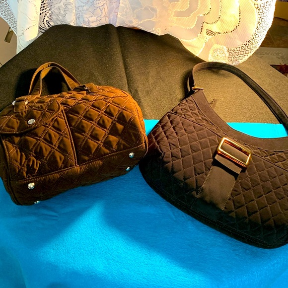 Lot of 2 VERA BRADLEY QUILTED BAGS BROWN & BLACK - Picture 1 of 7